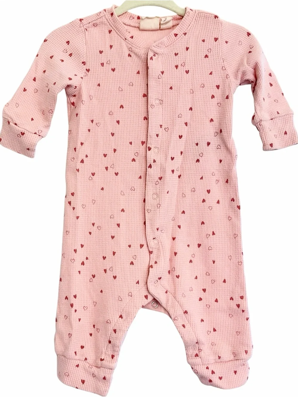 Baby Gap Romper Onesie, Pink Hearts, 100% Cotton, Soft Thermal, Girl Gift 0 - 3